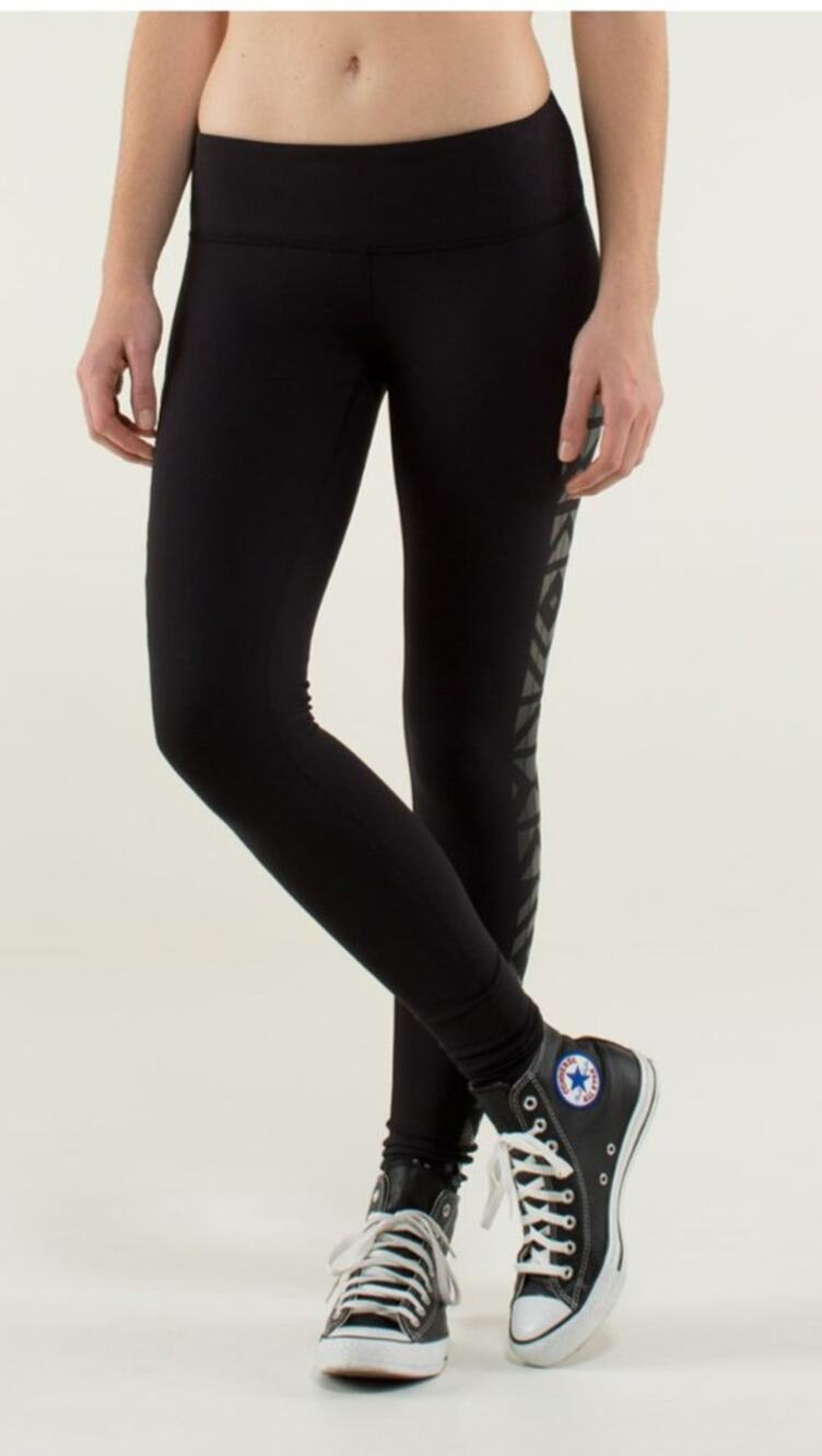 Lululemon Wunder Under Aztec Print Side Panel Full On Luon Legging Pants Black 6